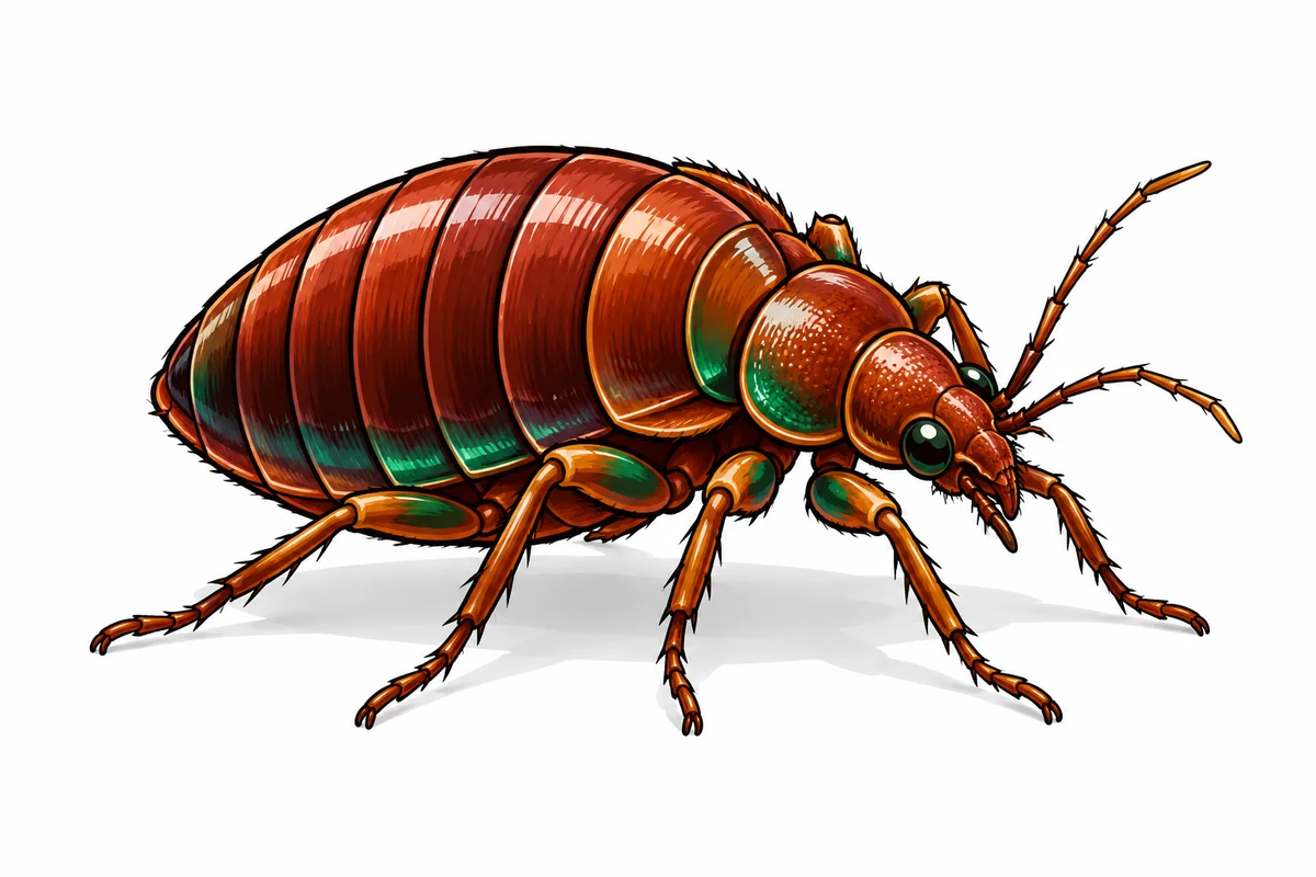 Bed bug illustration with green accents