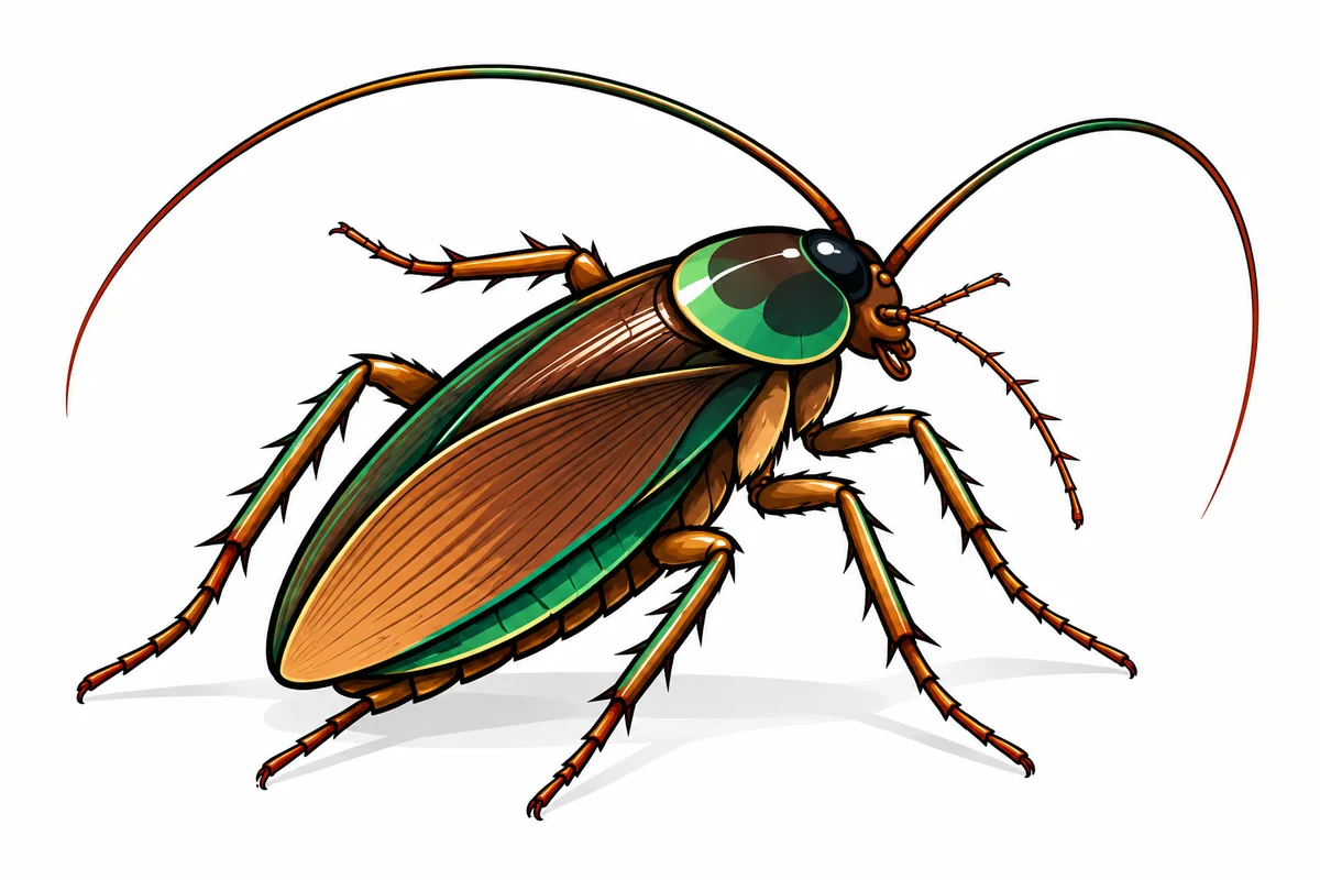 Cockroach illustration with green accents