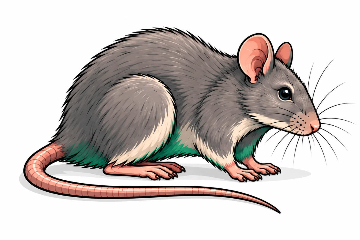 Rat illustration with green accents